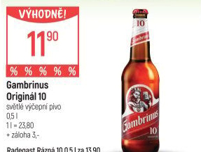 Pivo světlé výčepní Originál 10° Gambrinus