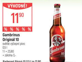 Pivo světlé výčepní Originál 10° Gambrinus