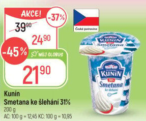 Smetana ke šlehání Mlékárna Kunín 31%