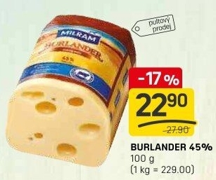Sýr Burlander 45% Milram