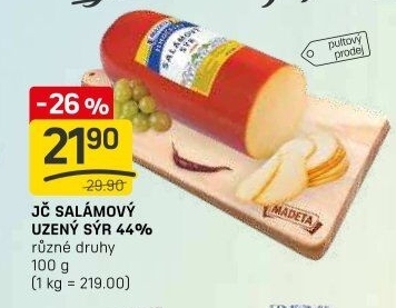 Sýr uzený salámový 44% Jihočeský Madeta