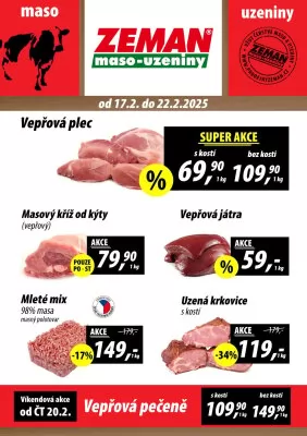 akční leták ZEMAN maso - uzeniny 17.2.2025-22.2.2025
