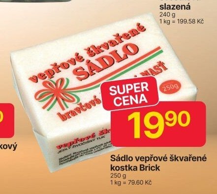 Sádlo vepřové škvařené kostka Brick