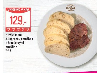 Hovězí maso s koprovou omáčkou a houskovými knedlíky