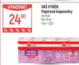 Papírové kapesníčky 4vrstvé Váš Výběr