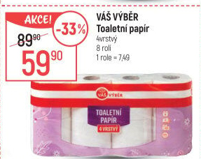 Toaletní papír 4vrstvý Váš Výběr