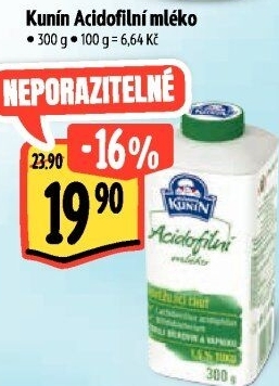 Acidofilní mléko Mlékárna Kunín
