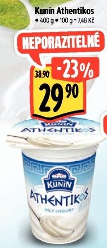 Bílý jogurt řeckého typu Athentikos Mlékárna Kunín