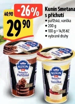 Smetana ke šlehání ochucená Mlékárna Kunín 27%