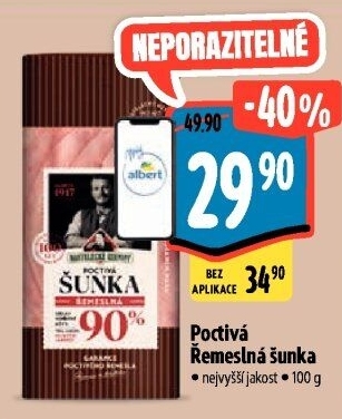 Šunka poctivá řemeslná nejvyšší jakosti Kostelecké uzeniny