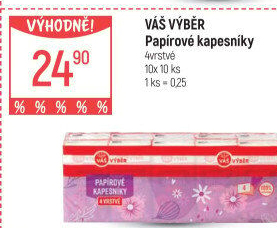 Papírové kapesníčky 4vrstvé Váš Výběr