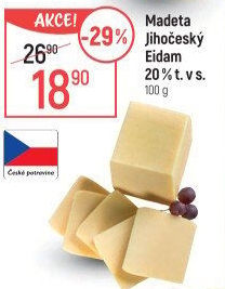 Sýr Eidam Jihočeský 20% Madeta