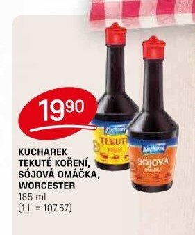 Kucharek tekuté koření, sójová omáčka, worcester