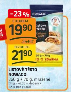 Těsto listové mražené Nowaco