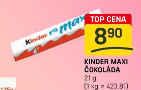 Tyčinka čokoládová mléčná Maxi Kinder