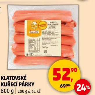 Kuřecí klatovské párky DZ Klatovy