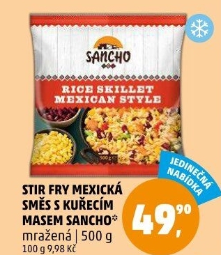Mexická směs s kuřecím masem mražená Stir Fry Sancho