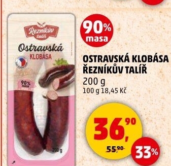 Ostravská klobása Řezníkův talíř