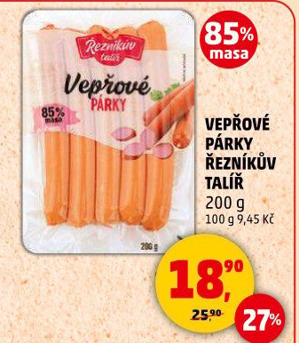 Párky vepřové Řezníkův talíř