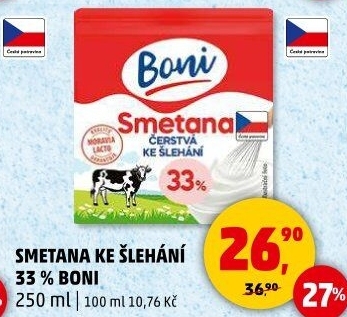 Smetana ke šlehání Boni 33%