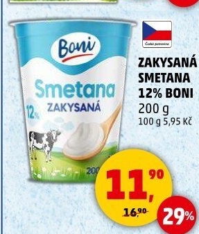 Smetana zakysaná Boni 12%