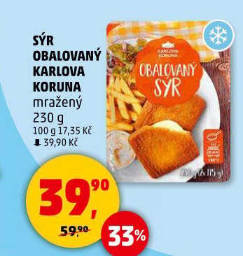 Sýr obalovaný mražený Karlova Koruna