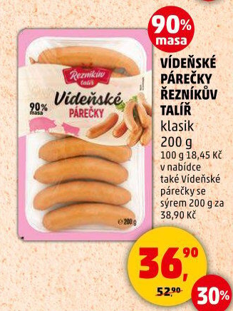 Vídeňské párečky Řezníkův talíř