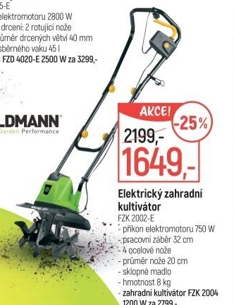 Zahradní kultivátor FZK 2002 E Fieldmann