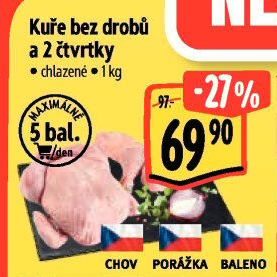 Kuře + 2 kuřecí čtvrtky