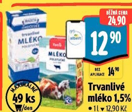 Mléko trvanlivé Jihočeské Madeta - 1,5% polotučné