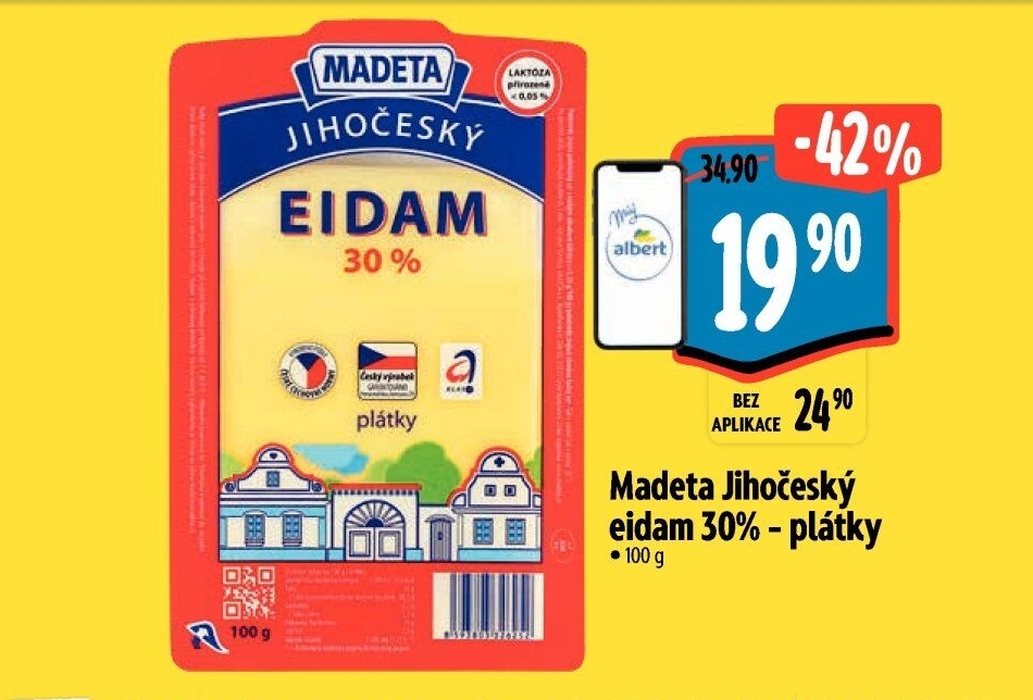 Sýr Eidam Jihočeský 30% Madeta