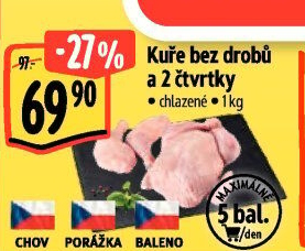 Kuře + 2 kuřecí čtvrtky