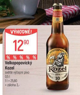 Pivo světlé výčepní 10°Velkopopovický Kozel