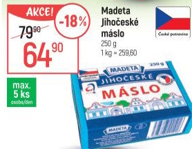Máslo Jihočeské Madeta
