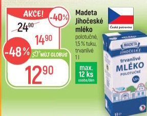 Mléko trvanlivé Jihočeské Madeta - 1,5% polotučné