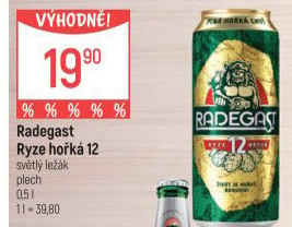 Pivo světlý ležák 12° Ryze hořká Radegast