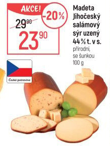 Sýr uzený salámový 44% Jihočeský Madeta