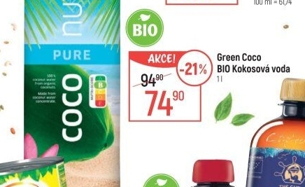 Kokosová voda green Bio Aqua verde