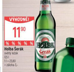 Pivo světlý ležák 11° Šerák Holba