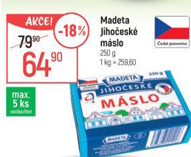 Máslo Jihočeské Madeta