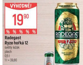 Pivo světlý ležák 12° Ryze hořká Radegast