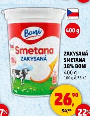 Smetana zakysaná Boni 18%