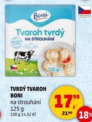 Tvaroh tvrdý na strouhání Boni