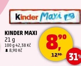 Tyčinka čokoládová mléčná Maxi Kinder