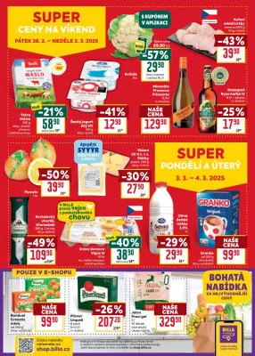 akční leták BILLA 26.2.2025-4.3.2025