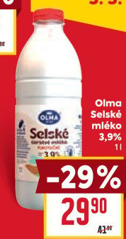 Mléko čerstvé selské Olma - 3,9% plnotučné