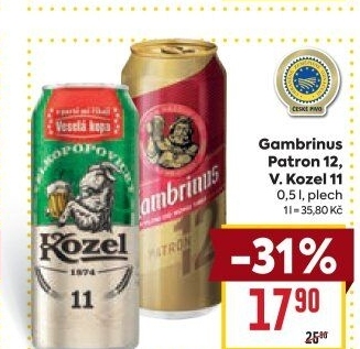 Pivo světlý ležák 12° Patron Gambrinus