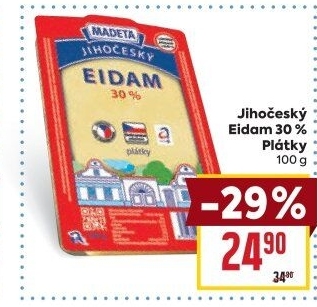 Sýr Eidam Jihočeský 30% Madeta