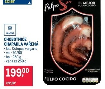 Chapadla chobotnice vařená mražená Pulpo Sur