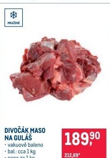 Maso na guláš z divočáka mražené